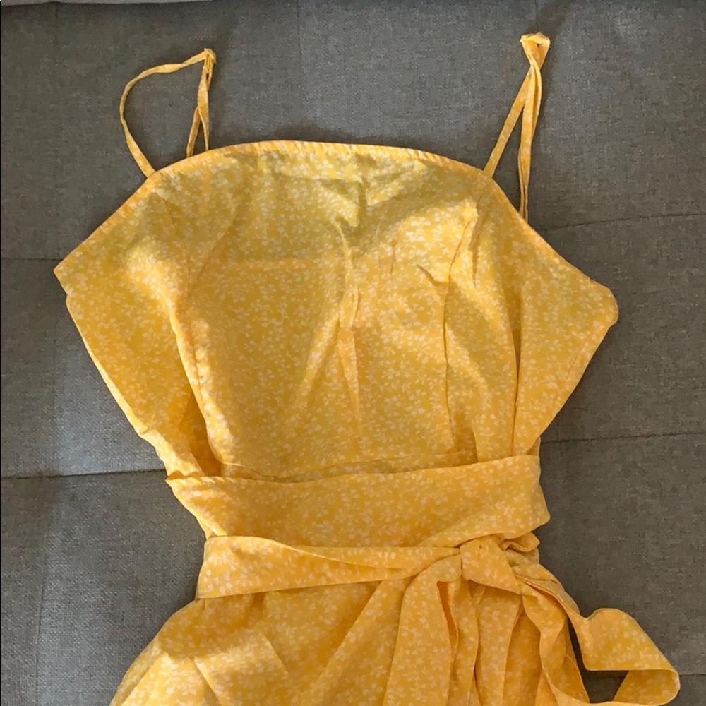 Yellow Floral Wrap Dress